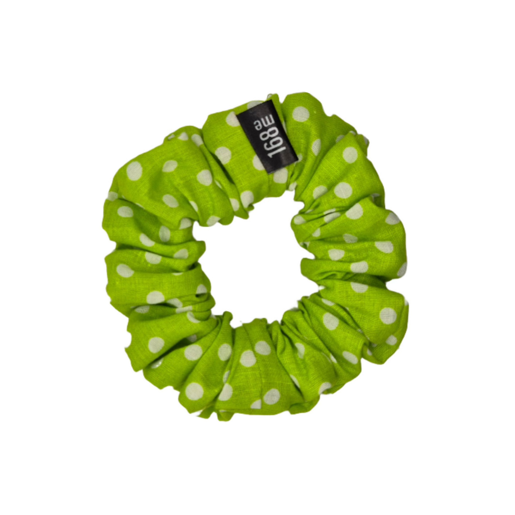 Scrunchie - Cotton Dot Green Small