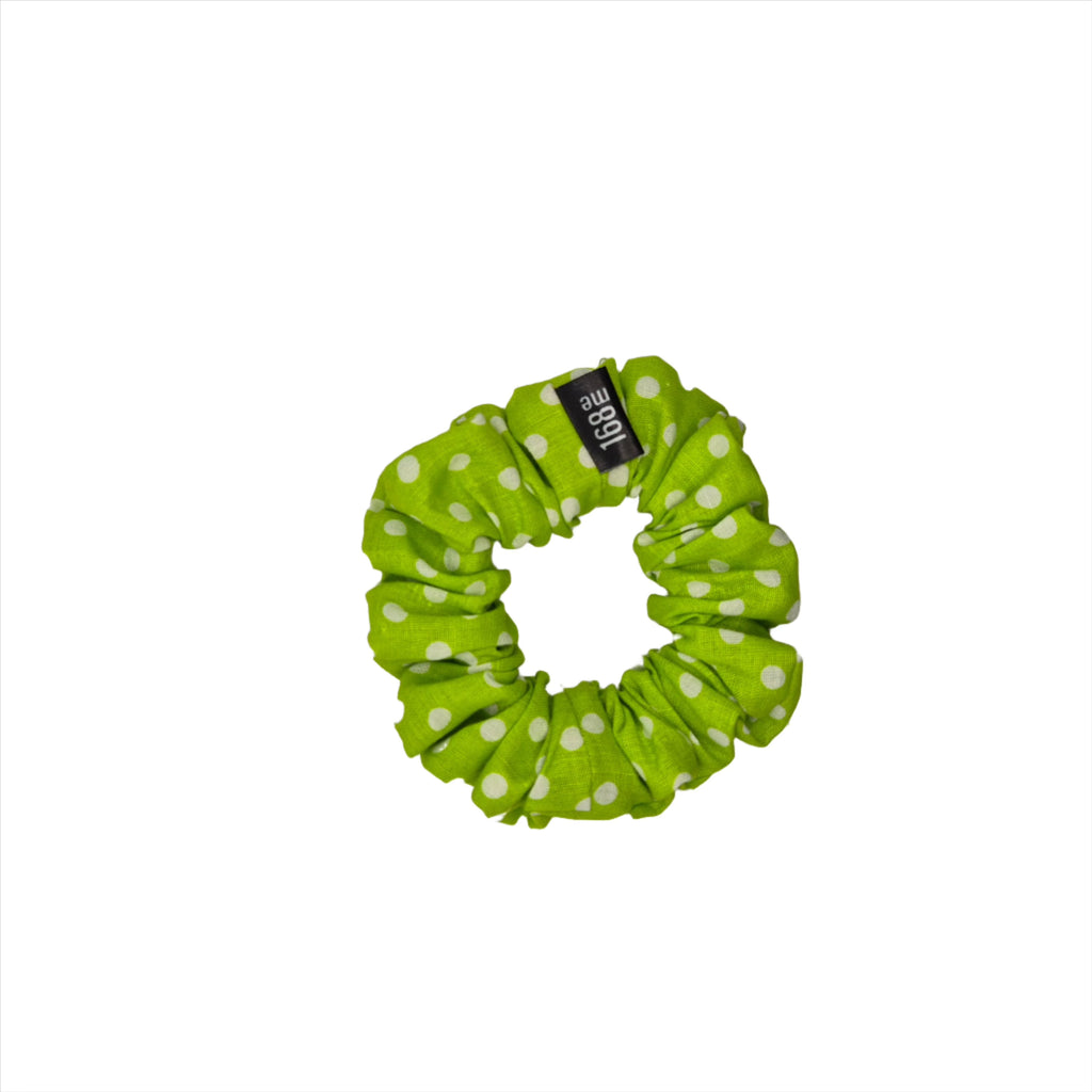 Scrunchie - Cotton Dot Green Small