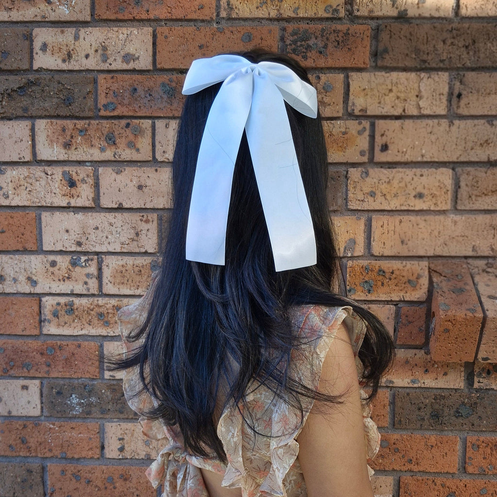 Hair Bow - Classic Long Tail White